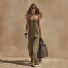 European and American independent station summer new fashion temperament casual split solid color suspender dress women's clothing