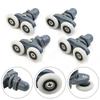 4 Twin Shower Door Rollers for Bottom Track Sliders Compatible with 19mm to 27mm Wheel Diameter and 4mm to 6mm Glass Thickness