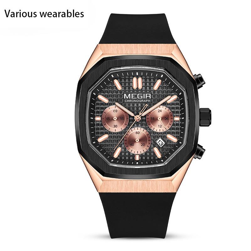 New Men's Three-eye Six-pin Fashionable Multifunctional Luminous Waterproof Watch