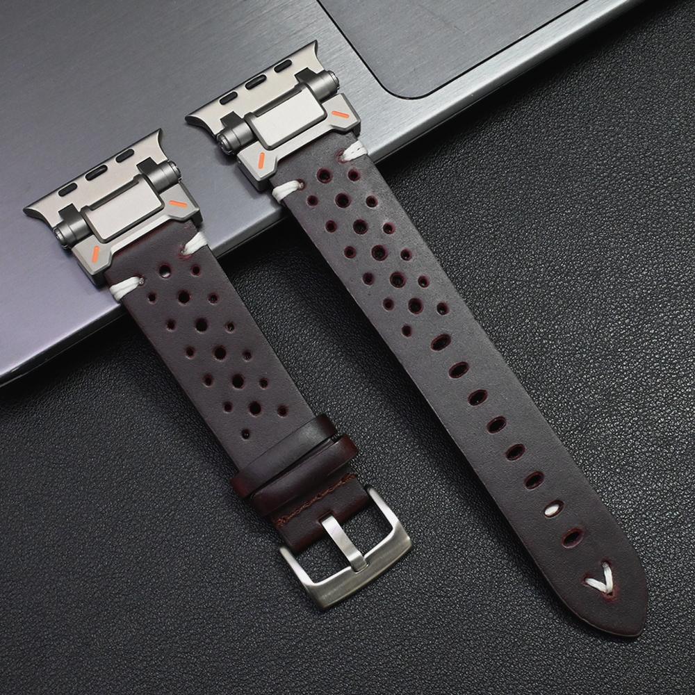 Luxury Leather Band for Apple Watch Ultra 3 49mm 11 46mm Bracelet for iWatch ultra 2 49MM Series 9 8 7 se 6 45mm 44mm Watchband