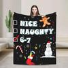 Meme Nice Naughty  Christmas Brain Rot Funny Xmas Blanket Soft Warm Bedding Throws Trendy Winter Streetwear Bedspread