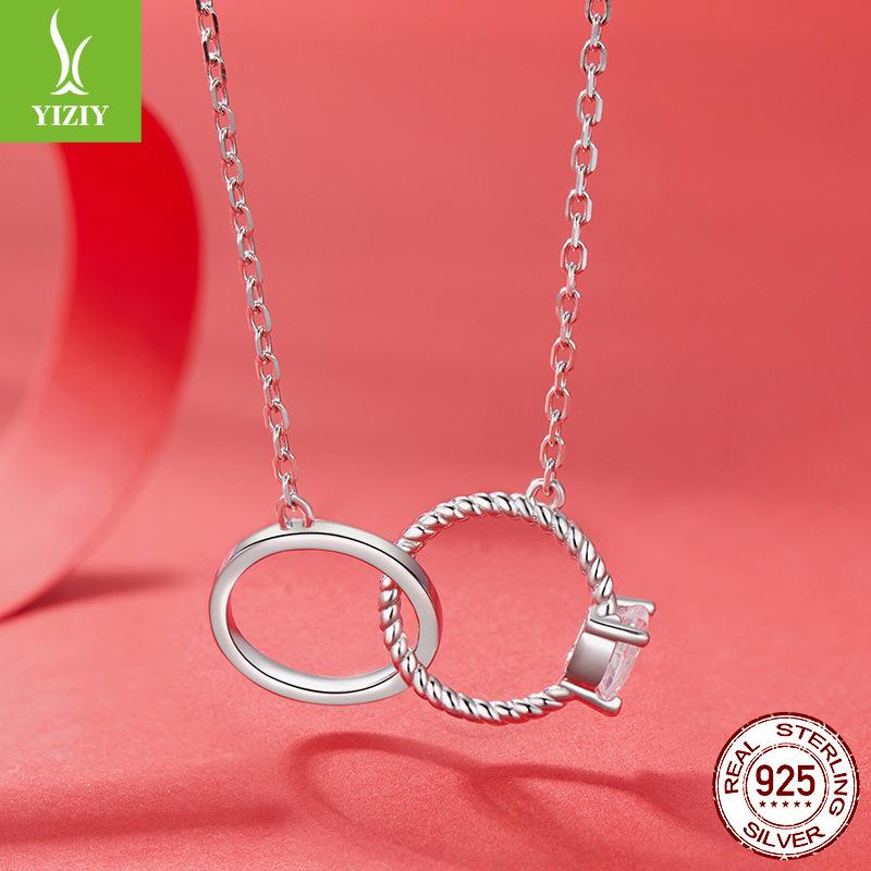 Mother'S Day Double Ring Necklace S925 Sterling Silver Fashion Explosive Snake Bone Chain Jewelry