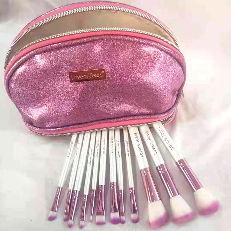 12-Piece Portable Makeup Brush Set: Includes Contour, Blush, and Foundation Brushes