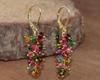 Multi Tourmaline Beads Cluster Earring, Natural Tourmaline Beads Gold Earring, Birthstone Jewelry, Handmade Earrings, Gift for Her