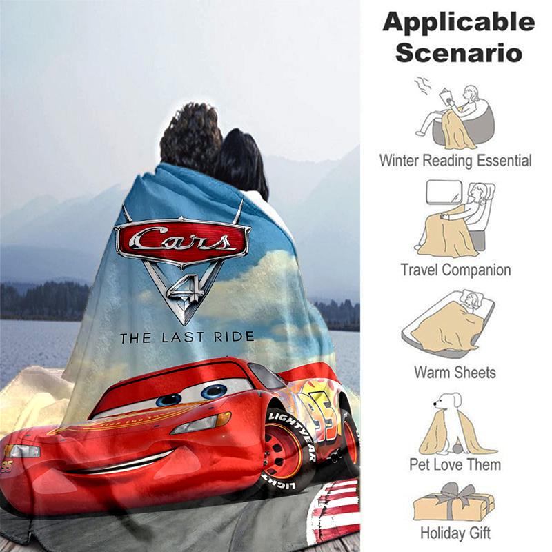 1pc Car Adventure Flannel Blanket Soft Warm Throw Blanket for Bedroom Living Room Bed Travel Camping Picnic Gift. M730024