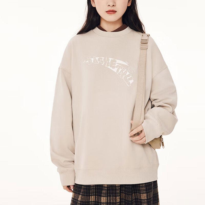 Anta Basketball Series Letter Print Outdoor Casual Pullover Sweatshirt Unisex sweatshirt Raw-Wood 952411714-4