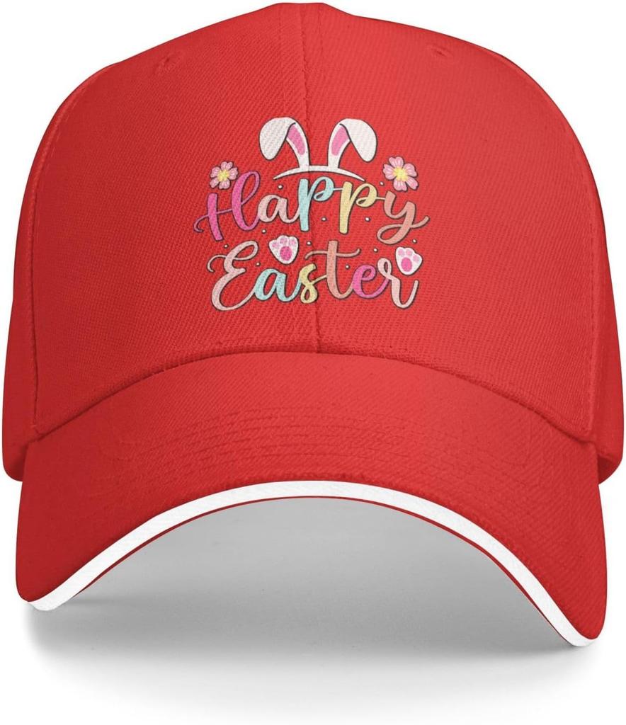 Happy Easter Bunny Ears Baseball Cap Polyester Casual Sun Protection Adjustable Adult Cap