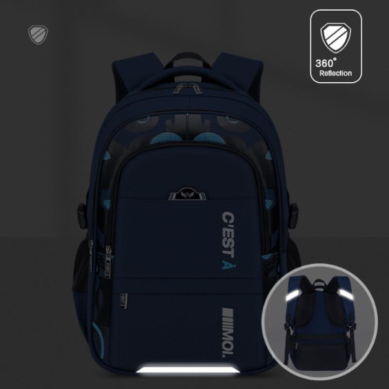 Ergonomic Oxford Backpack Large Capacity School Bag for Teen Boys Durable Bookbag Color Blocking Design