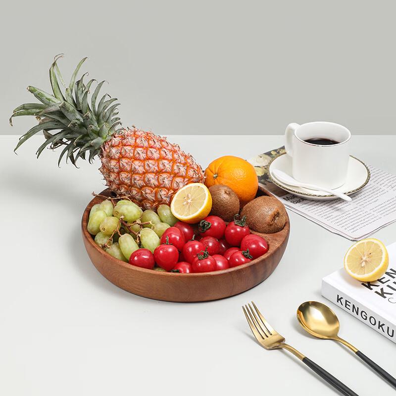 Ruhan Fresh Style Acacia Wood Round Divided Meal Plate