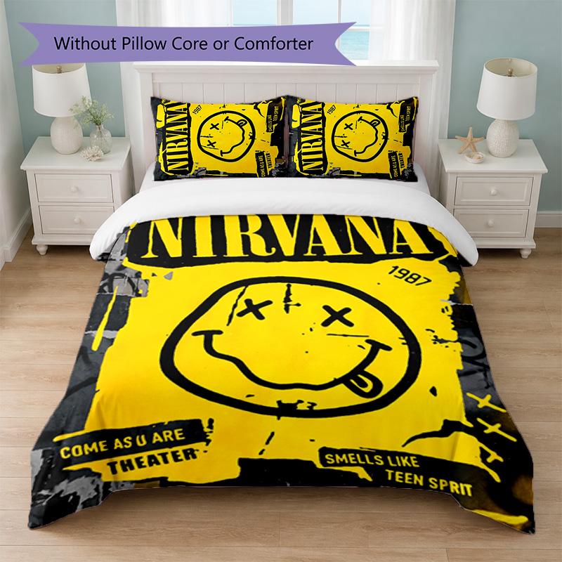 Nirvana Print 3Pcs Bedding Set Duvet Cover With Two Pillowcases Soft Bed Linen For Household Bedroom