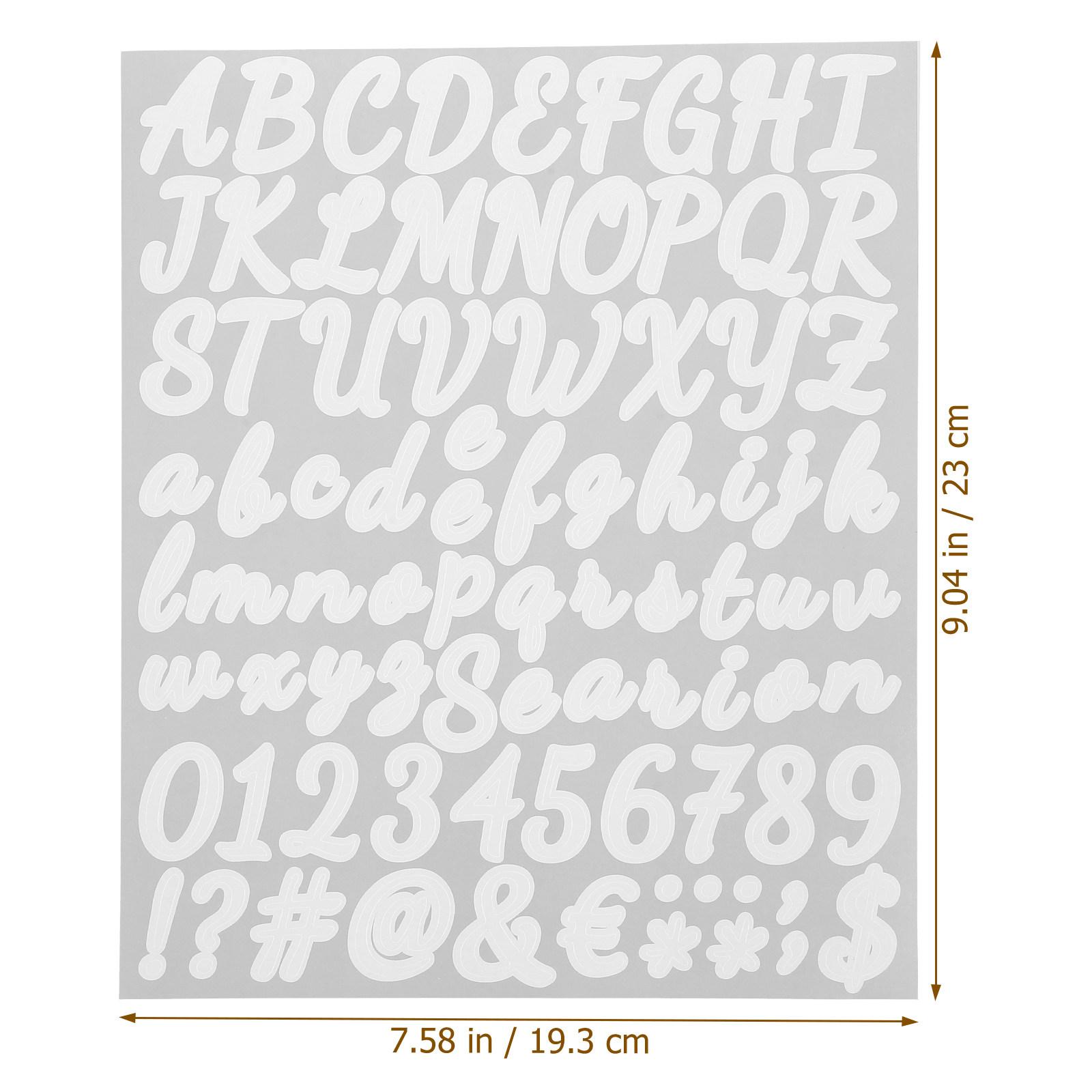 10 Sheets Self-Adhesive Letter Number Stickers Handwritten Script Alphabet Stickers for Water Bottles Scrapbooking Journal белый