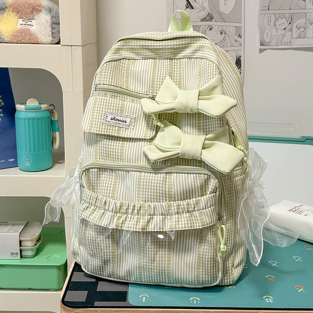Schoolbag Japanese and Korean niche bow design student schoolbag ins small wind fresh high value backpack women commuter backpack