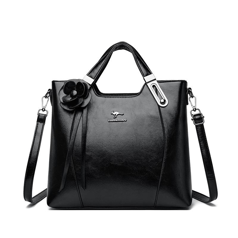 

Middle Aged Women s Bag, New Style, Stylish and Versatile. Mom s Soft Leather Large Capacity Single Shoulder Diagonal Cross Handbag чёрный
