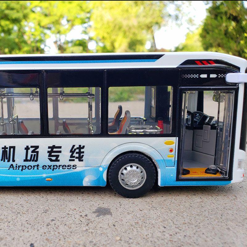 1/43 Large Size Electric Tourist Toy Traffic Bus Alloy Passenger Car Model Diecast Metal Toy Business Bus Model Sound Light Kids Gift