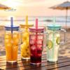 Clear Plastic Water Bottle with Straw And Lid, 40oz Large Capacity Tumbler BPA-free Drinking Cup Handle, Leak Proof Sports for School Travel Reusable