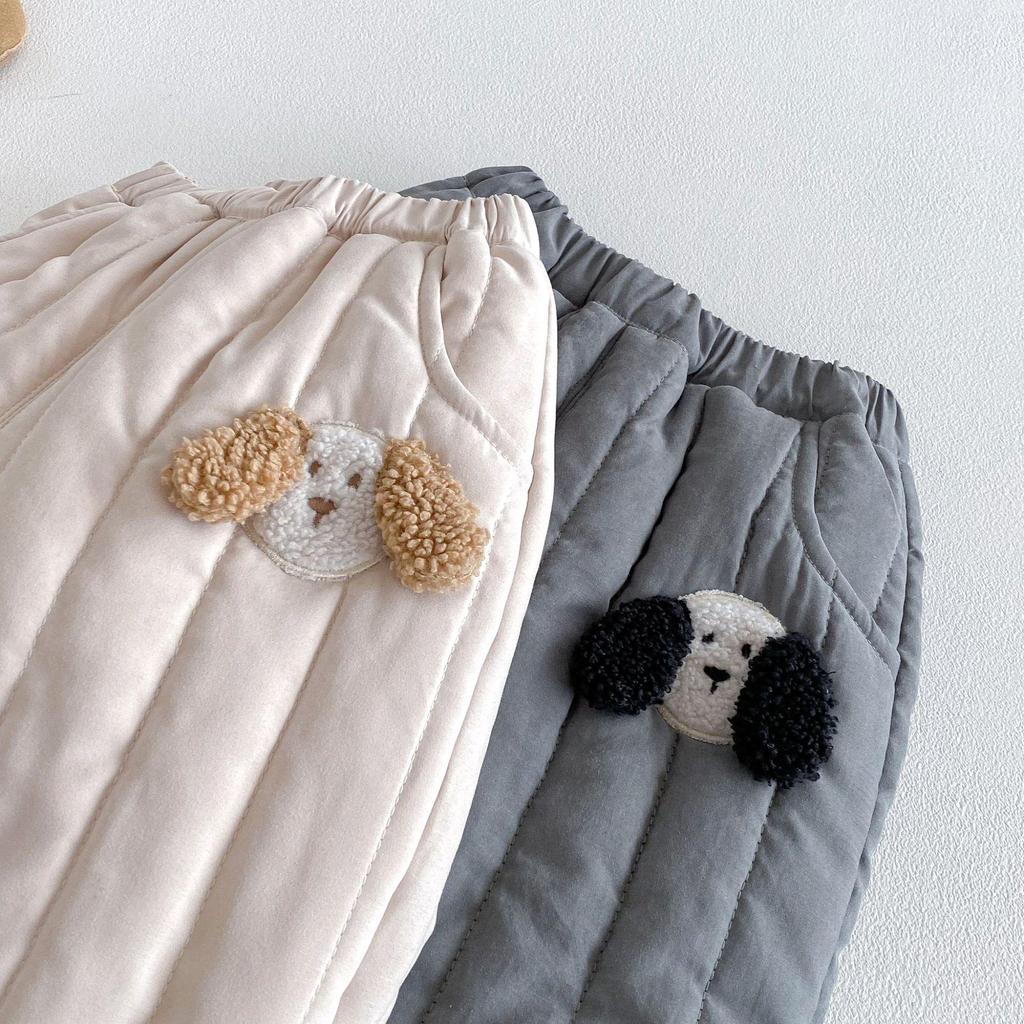 Children's 2025 Winter Cartoon Dog Quilted Cotton Pants - Stylish Boys' Sweatpants
