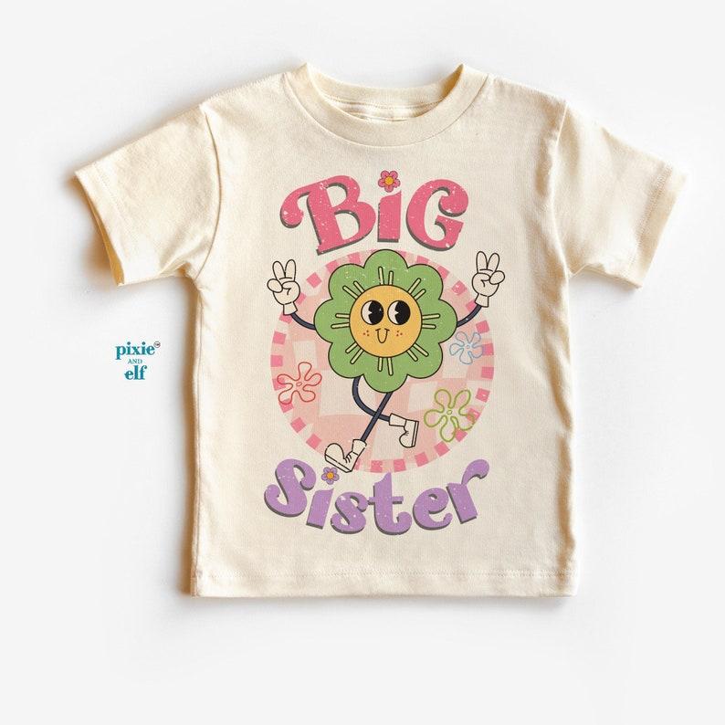 Big Sister Groovy T shirt, promoted to big sister tee, soon to be a big sister, pregnancy announcet shirt, retro sister t shirt 110