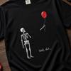 Skeleton Red Balloon Funny Dark Humor Tshirt, Sarcastic Halloween Gift Tee, Black Garment Dyed Comfort Colors Cotton Top, Goth Unisex Shirt