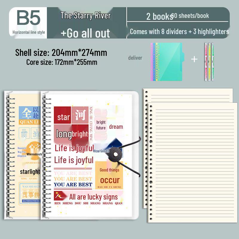 B5 Detachable Coil Ring Binder Thickened Notebook - High Aesthetic Ins Style