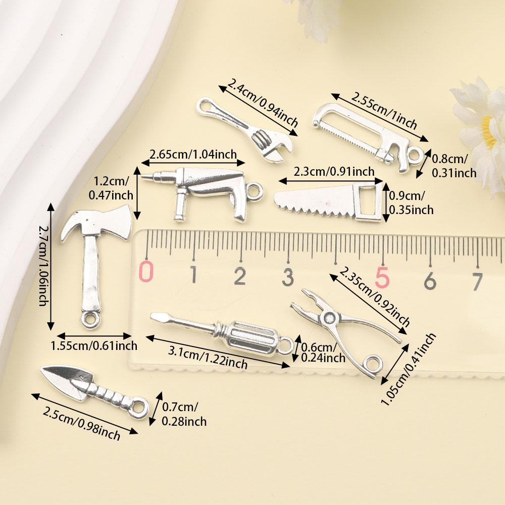 6/12/20pcs Alloy Material Tool Handle Hammer Handle Pendant Home Tool Pendant DIY Bracelet Necklace Earrings Jewelry Making Accessories