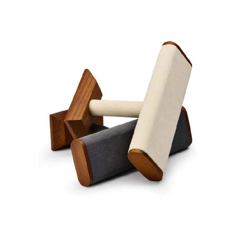 Minimalist Jewelry Display Stand Walnut Wood Structure With Soft Velvets Surfaces Space Saving Showcase Rack