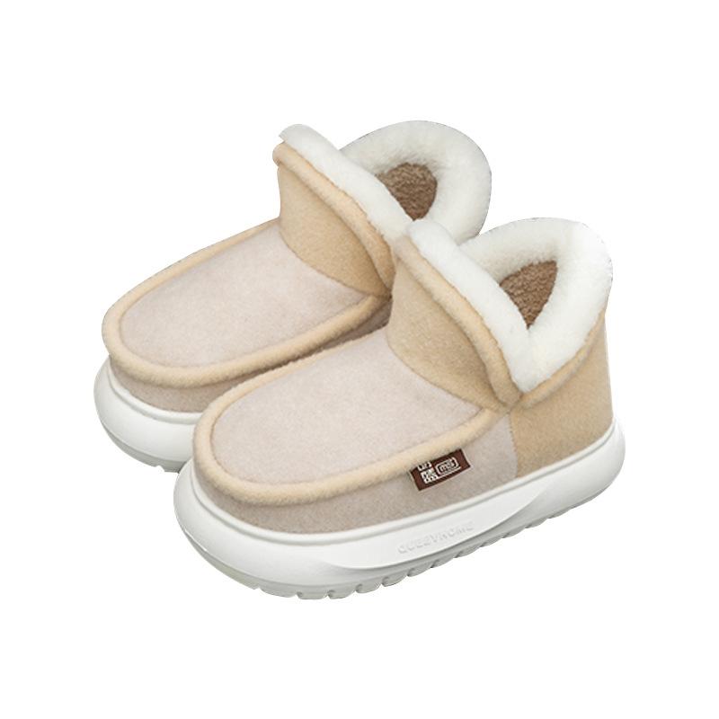 New color matching all-inclusive heel cotton shoes autumn and winter couples indoor home thick-soled velvet thermal cotton slippers