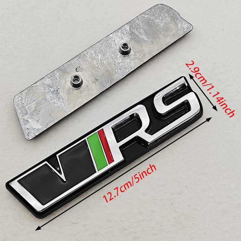 3D Metal RS Logo Emblem Car VRS Letters Front Grille Badge Sticker For Skoda VRS Octavia 1 2 3 Rapid Kodiaq Karoq Fabia Kamiq