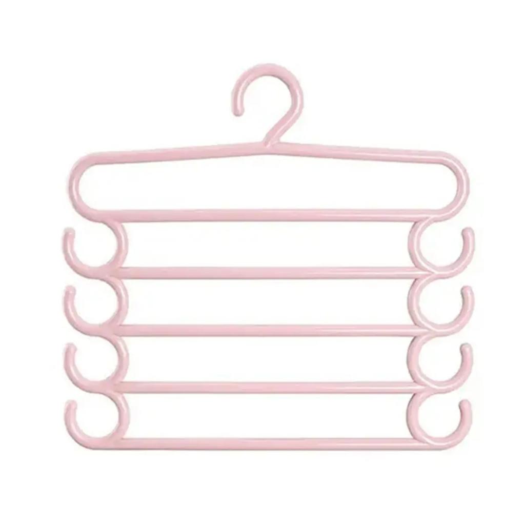 5 Tier Non Slip Multi Layer Clothes Hanger for Wardrobe Organization Space Saving Closet Storage Rack for Pants Ties and Scarves