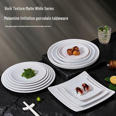 Melamine Imitation Porcelain White Dinner Plate - Round Buffet, Hot Pot, Dessert, Steak, Commercial Hotel Tableware.