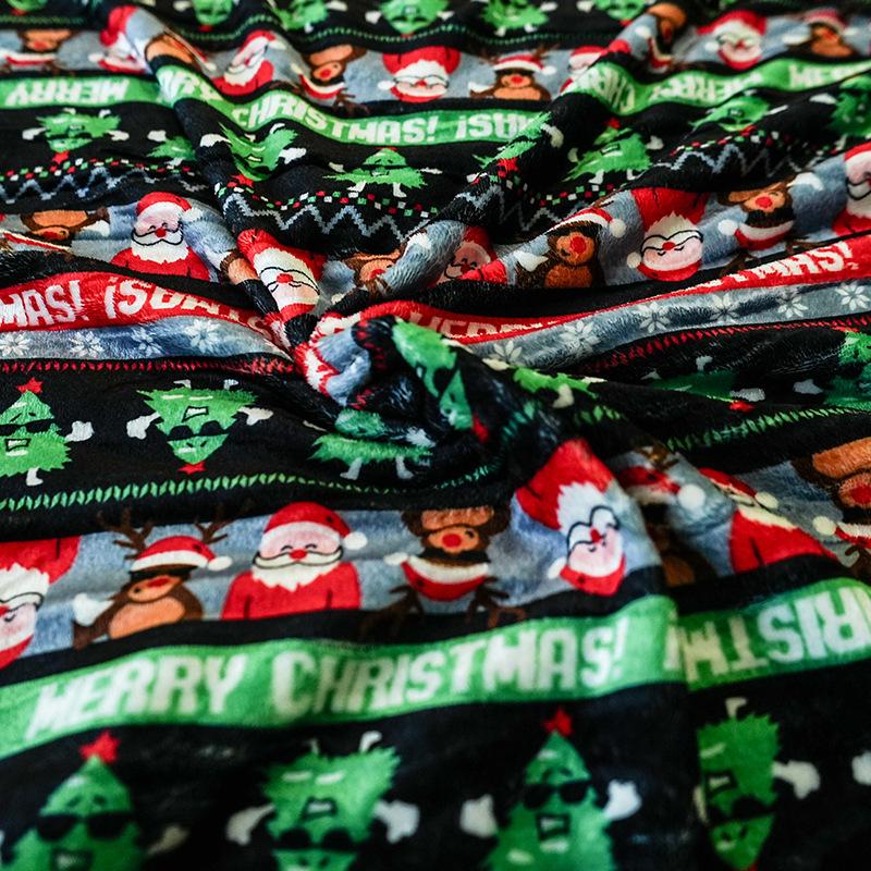 Christmas Blanket Reindeer Snowflake Flannel Print Throw Sofa Decorative Cover Blanket Nap Blanket