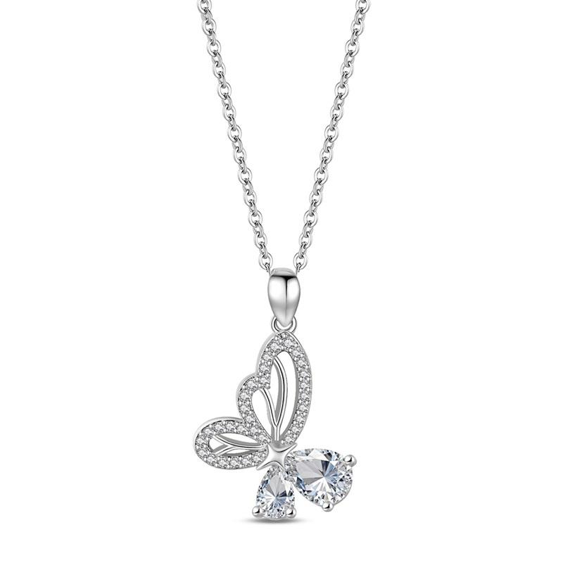 New 925 Silver Butterfly Bow Necklace For Women Birthday Anniversary Jewelry Gifts