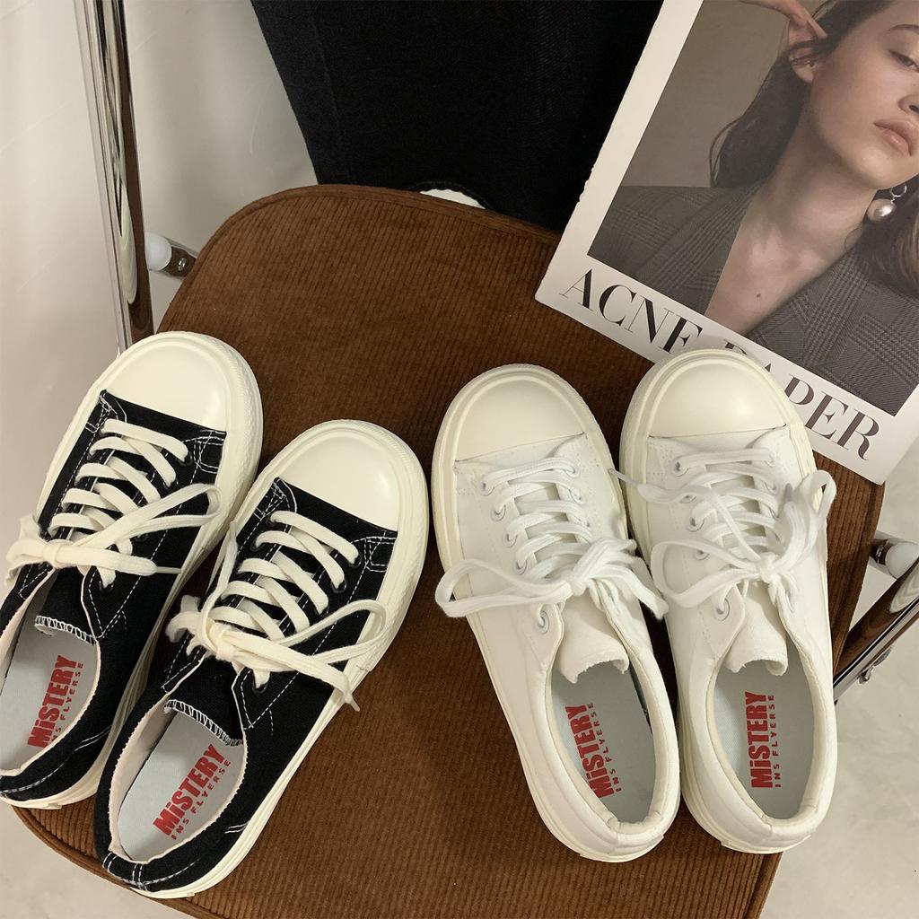 Platform canvas shoes women's height-increasing dissolving shoes niche versatile white shoes retro casual board shoes MIS-614