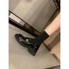 British small leather shoes women's 2025 new gold coin buckle round head thick heel platform loafers women's single shoes ins
