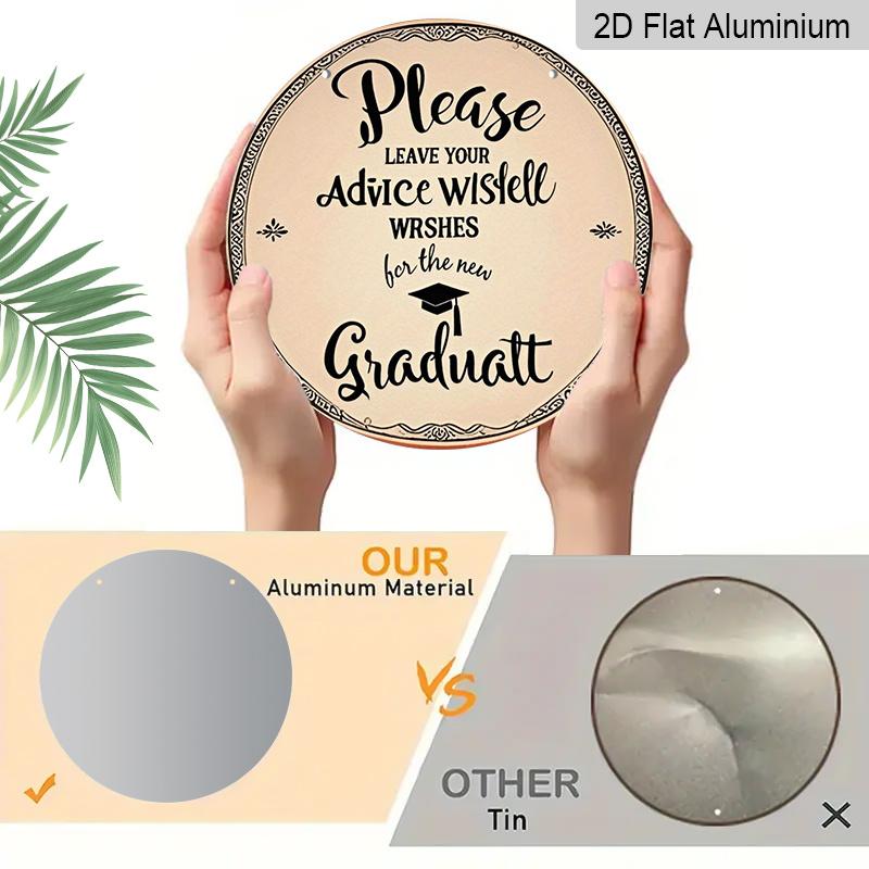 2D Flat 1pc, 8x8 in, Vintage Graduation Aluminum Metal Sign - Rustic Wall Art with Inspirational Message & Graduation Cap Illustration - Home, Bar