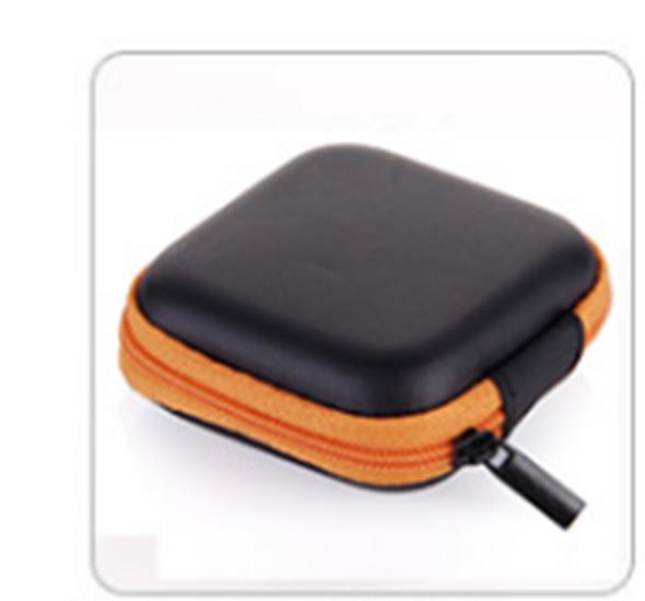 Square Shaped Carrying Hard Case Storage Bag for Earphone Earbuds with Mesh Pocket, Zipper Enclosure