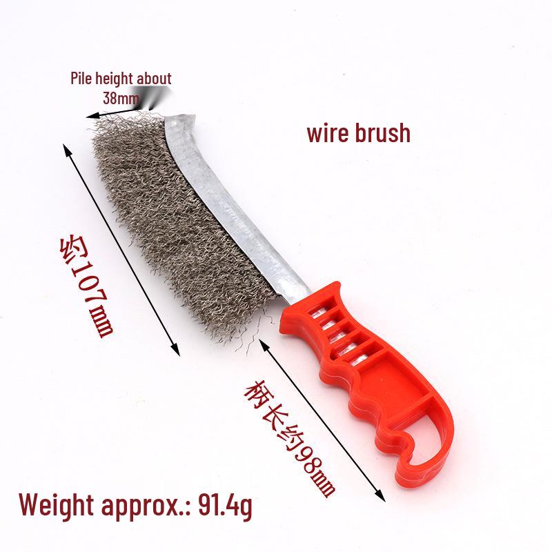 Steel Wire Knife Brush with Copper-Plated Finish, Rust Removal, Seam Cleaning, Plastic Handle