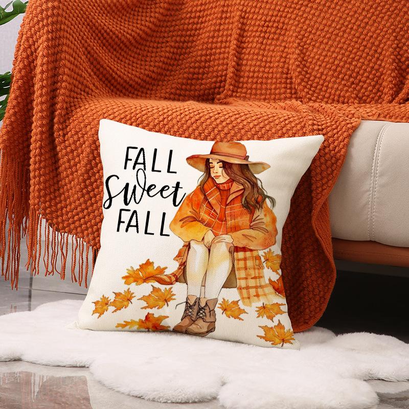 

Осенний Набор Наволочка Дом Праздничное Украшение День Благодарения Подушка Лен Пятноустойчивый Универсальный Подушка для Дивана 45 * 45Cm (single pillowcase)