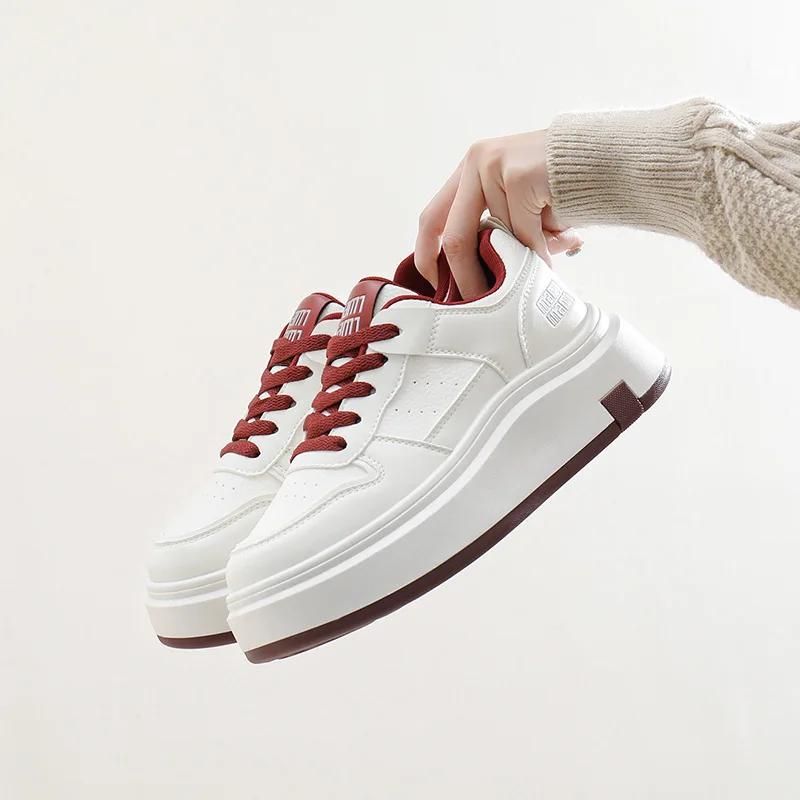 

Женская обувь Низкие повседневные туфли на платформе Модные повседневные кроссовки на шнуровке Противоскользящие новинки весны 2025 года Zapatillas Mujer 35