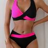 European and American New Swimwear Sexy Contrasting Bikini Two-piece Suit Cross Swimsuit Women's Small Fresh