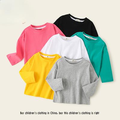 Vinter i koreansk stil flickgodis långärmad bomullsbasskjorta Barnkläder All-Match Candy Basic T-shirt med rund hals för pojkar