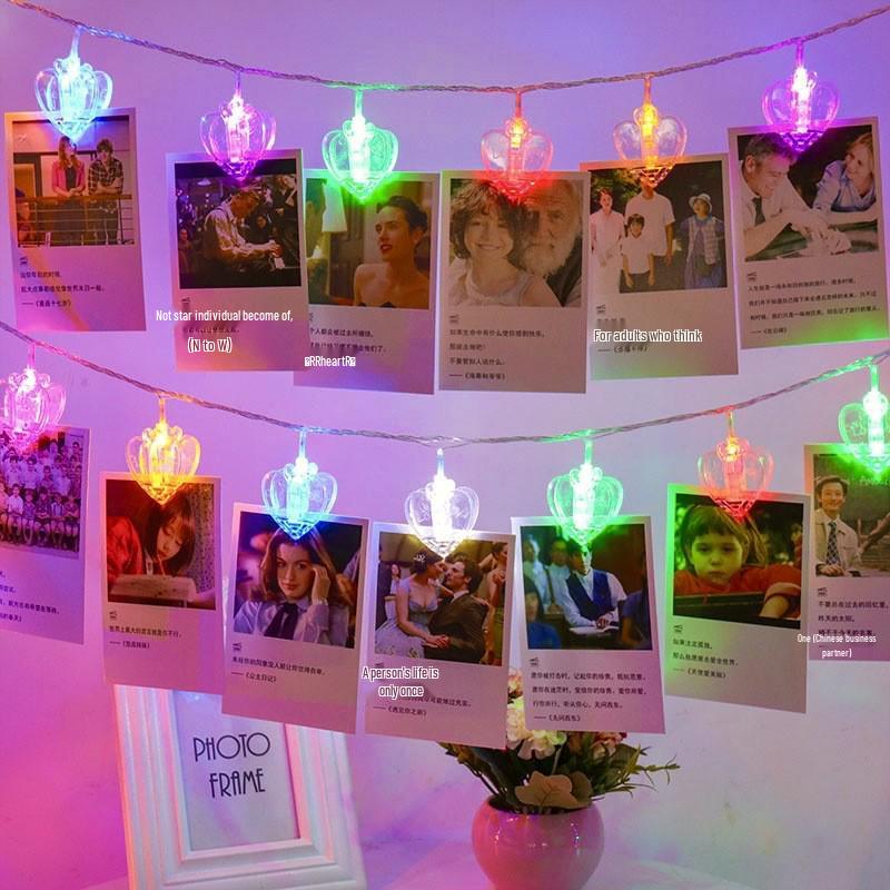 LED Heart Clip String Lights for Photos - Colorful Christmas Decoration