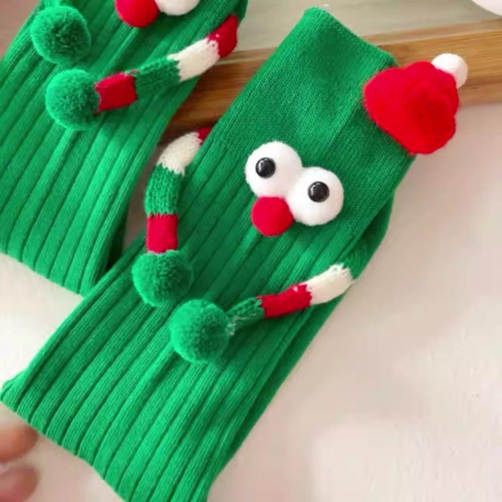 Breathable 3D Designs Christmas Socks Cartoon Cute Middle Tube Socks Big Eyes Cartoon Socks Festive Season