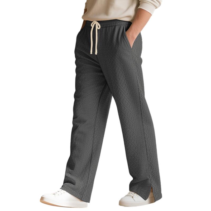 

Европейские и американские осенние мужские вафельные спортивные повседневные прямые брюки на кулиске XXXL темно-серого