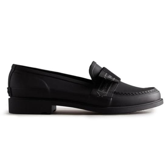 Hunter Refined Bow Penny Size 2A Women's Loafers, Black, 25.0 cm,