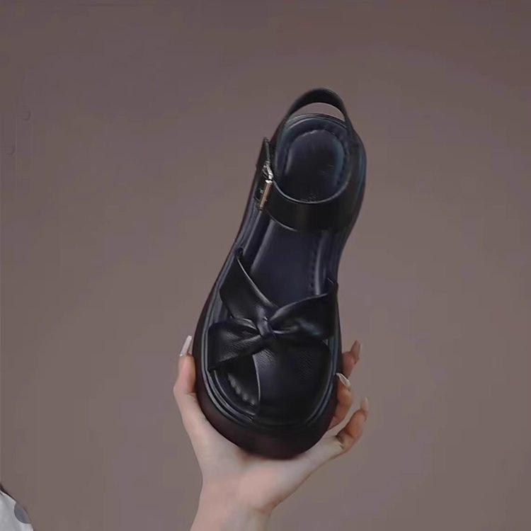 

Beautiful bag head sandals women s summer wear fashionable new platform beach shoes 35 чорний