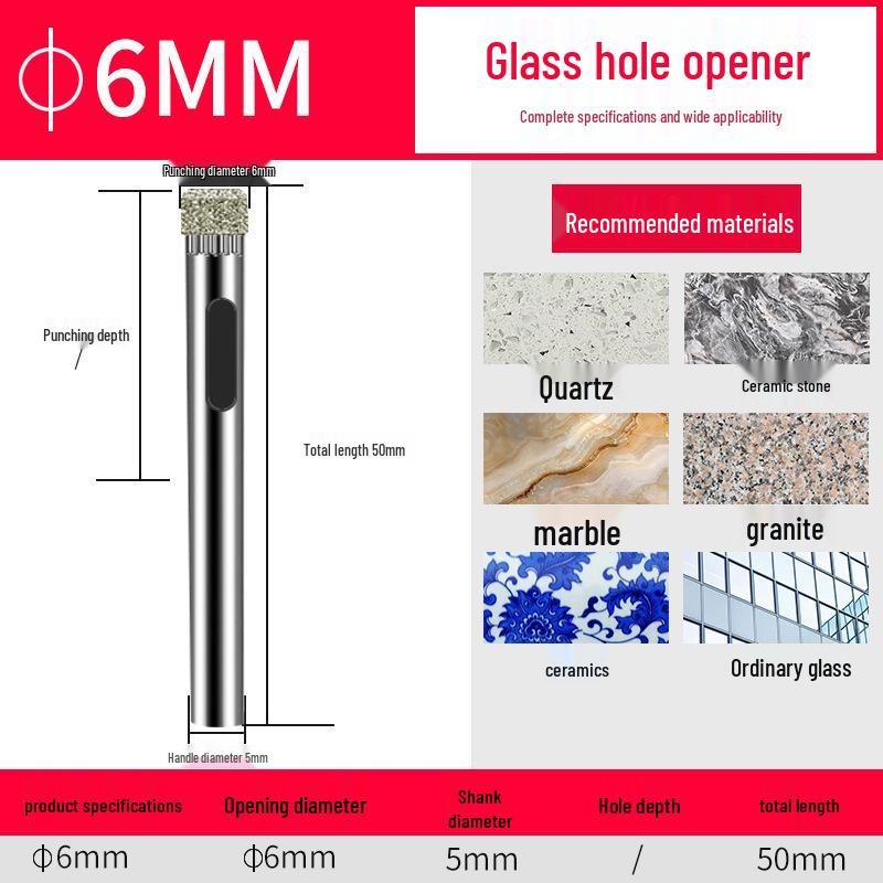 Emery Glass & Tile Drill Bit, 3-200mm Rotary Hole Saw for Marble