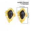 Salircon Vintage Inlaid Resin Acrylic Irregular Stud Earrings Women Classic Geometric Piercing Earring Party Accessory Jewelry