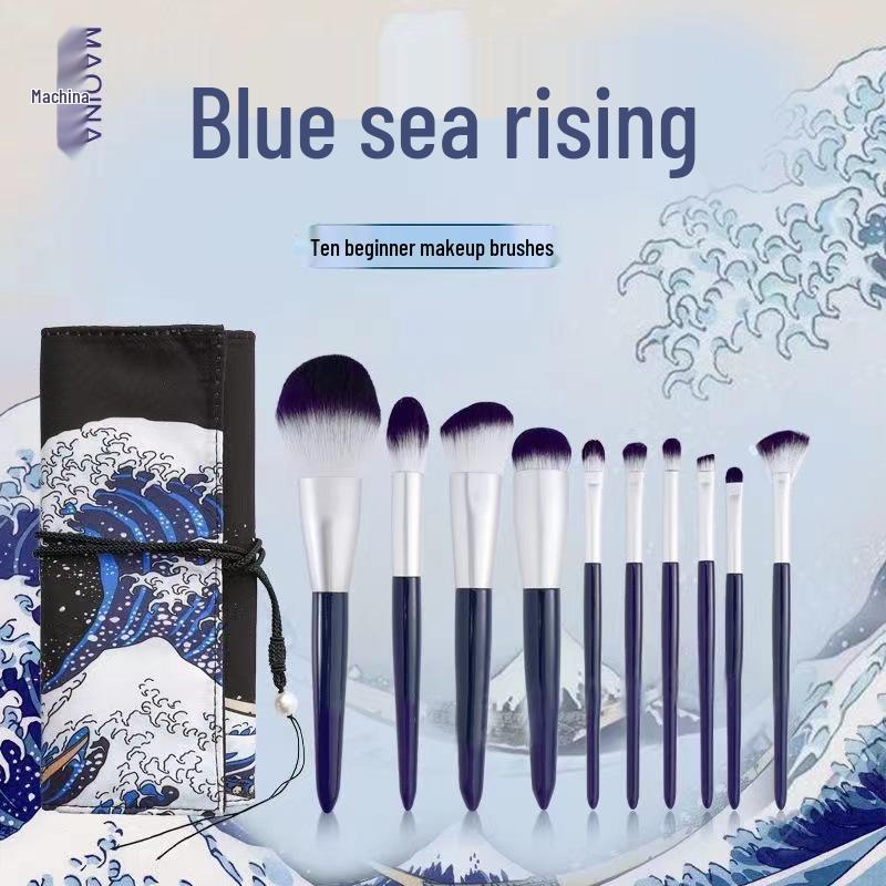 Conjunto de 10 Pincéis de Maquilhagem Bihai Tide: Inclui Pincéis de Base, Blush e Sombra