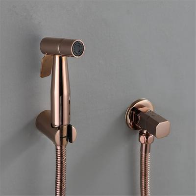 Handdouche Bidet Douche Toilet Kit Bidet Kraan Roségoud Rond Shattaf Douchekop Koperen Klep Set Jet Bidet Kraan