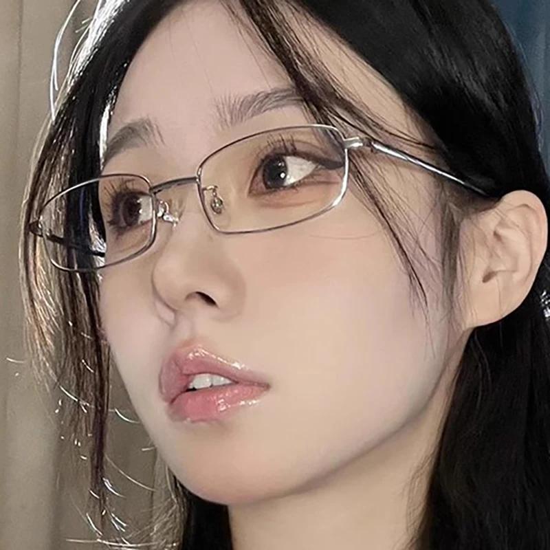 Harajuku Metal Square Frame Glasses  Women'S Retro Small Glasses Girls Japanese Glass Eyewear Decorative Anti-Blue Eyeglasses